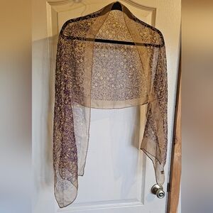 Basile Beautiful Vintage 100% Silk Scarf Purple And Gold Made In Italy